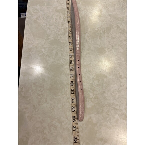 Woman's Ralph Lauren Belt Genuine Leather Faux Reptile Croc Pattern 3/4” Wide M - Picture 7 of 8
